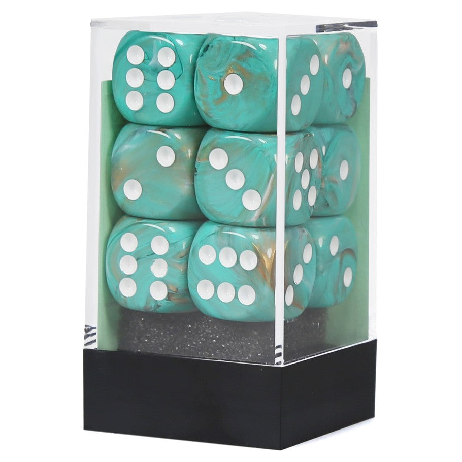 Marble 16mm Oxi-Copper d6s dice