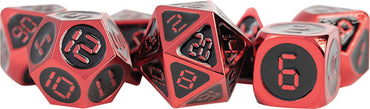 Digital Enamel Metal Dice Set, 16mm: Red with Black Enamel (7)