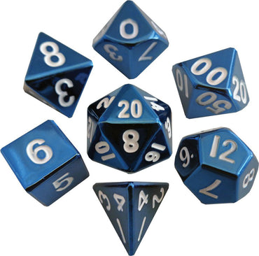 16mm Blue Painted Metal Polyhedral Dice Set