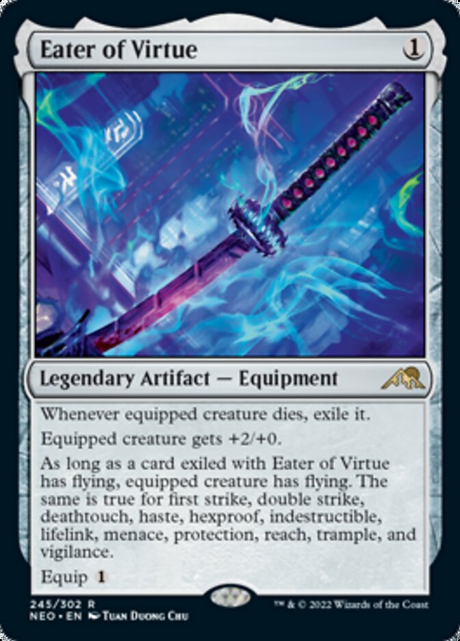 best mtg equipment cards Eater of Virtue [Kamigawa: Neon Dynasty]