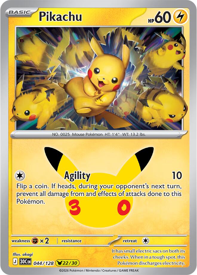 Pikachu (044/128) [Mega Evolution: 30th Celebration]