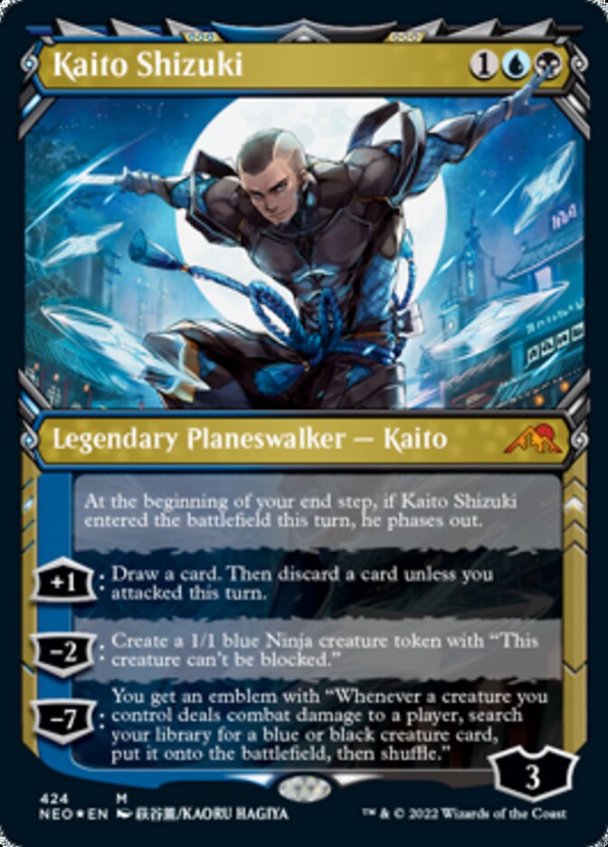 mtg kamigawa neon cards Kaito Shizuki (Showcase) (Foil Etched) [Kamigawa: Neon Dynasty]