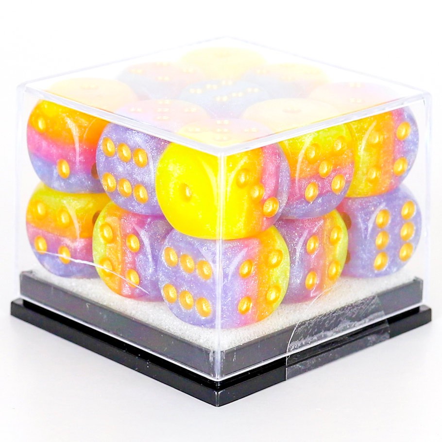 D6 Dice Set - 12mm Tahitian Sunset (18
