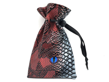 Dragon Eye RPG DnD Dice Bag: Spectral Dragon - Red & Silver