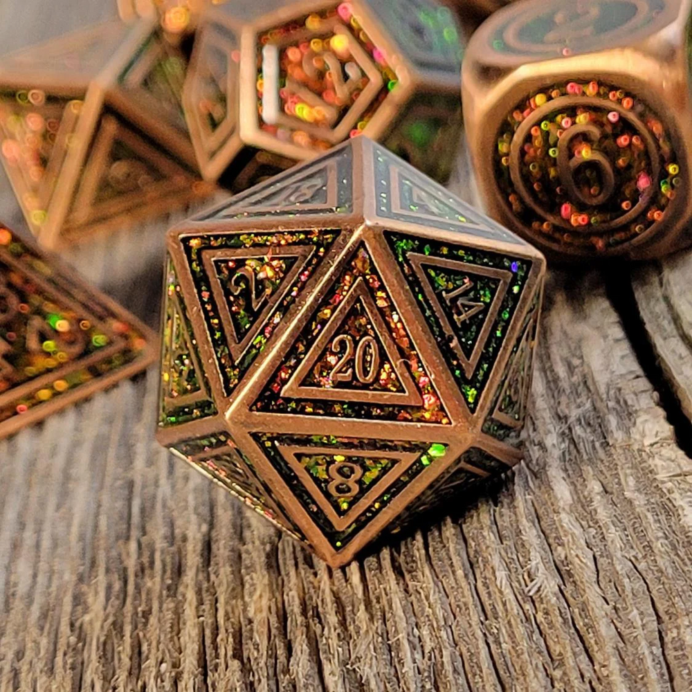 Forest Embers Metal RPG Dice Set