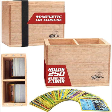 Monster Wooden Double (250 Cards) Deck Box: Red Oak