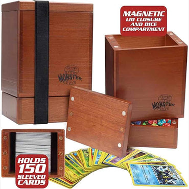 Monster Wooden Single (150 Cards) Deck Box With Dice Tray: Cherry