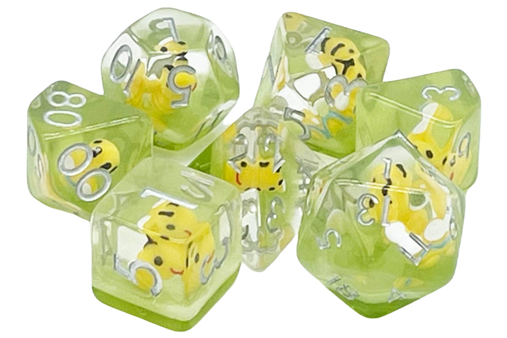 Old School 7 Piece DnD RPG Dice Set: Animal Kingdom - Baby Bumblebee