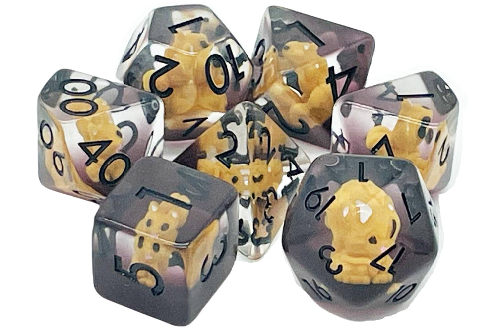 Old School 7 Piece DnD RPG Dice Set: Animal Kingdom - Squirrel - Brown