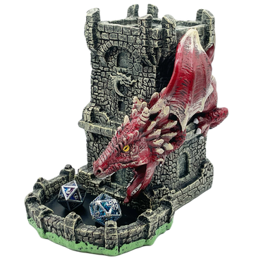 Old School Dice: Dragon's Fury Dice Tower - Red Dragon