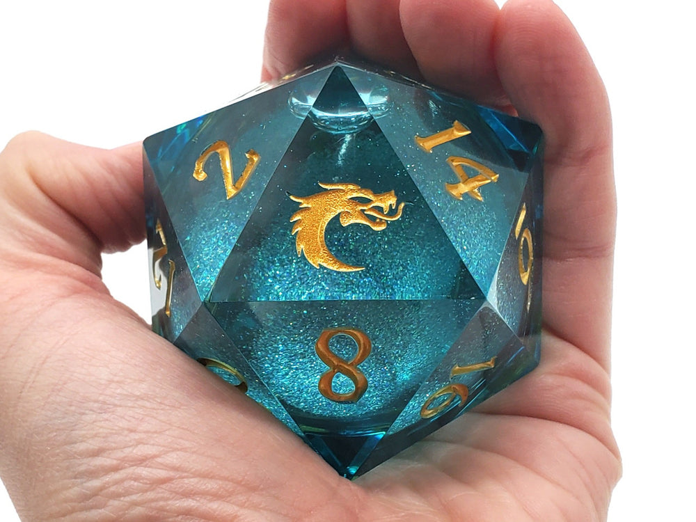 Old School Sharp Edged 55mm D20: Liquid Infused - Azure Fury