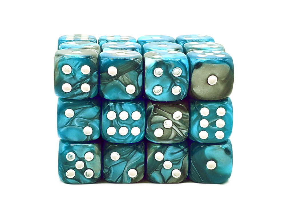 Old School 36ct 12mm D6 Dice Set: Vorpal - Silver & Teal
