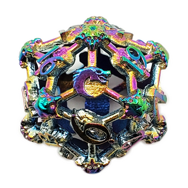 Old School Dice: Hollow Metal D20 Spindown - Skull - Spectral