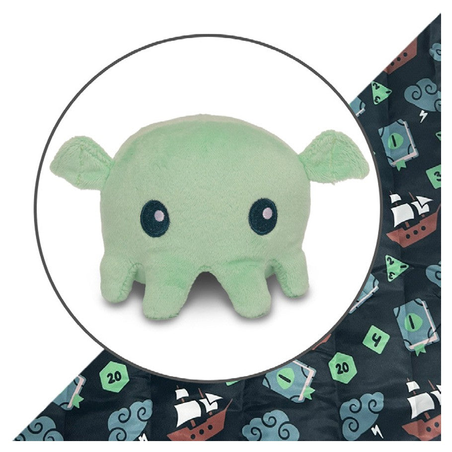 Plushie Tote Bag: Dark Green Tabletop Gaming Tote Bag in a Mint Cthulhu Plushie
