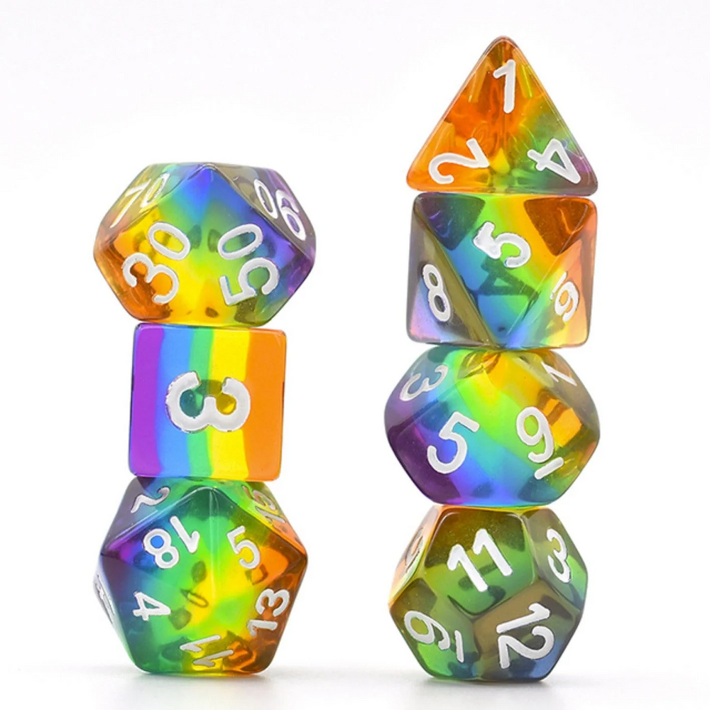 Translucent Rainbow RPG Dice Set