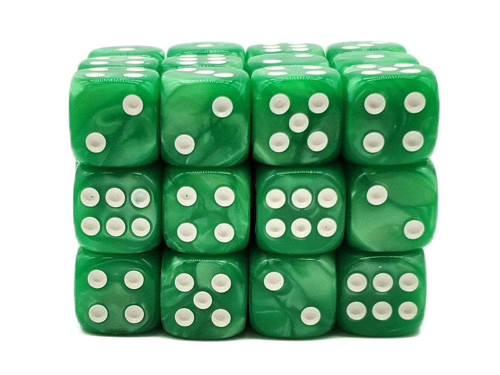 Old School 36ct 12mm D6 Dice Set: Pearl Drop - Jade Green