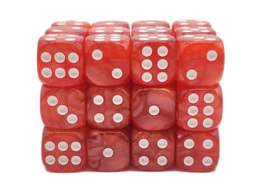 Old School 36ct 12mm D6 Dice Set: Pearl Drop - Red w/ White