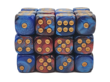 Old School 36ct 12mm D6 Dice Set: Vorpal - Red & Blue w/ Gold