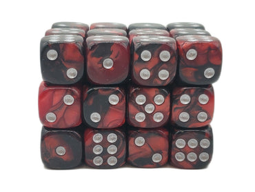 Old School 36ct 12mm D6 Dice Set: Vorpal - Blood Red & Black w/ Silver