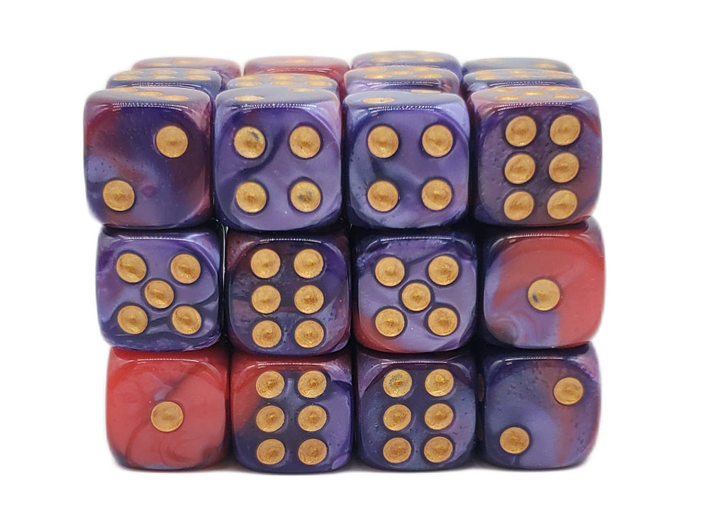 Old School 36ct 12mm D6 Dice Set: Vorpal - Red & Purple w/ Gold
