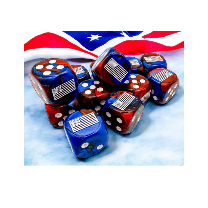 Chessex 16mm Opaque WW2 United States Gemini Blue Red/white (12)