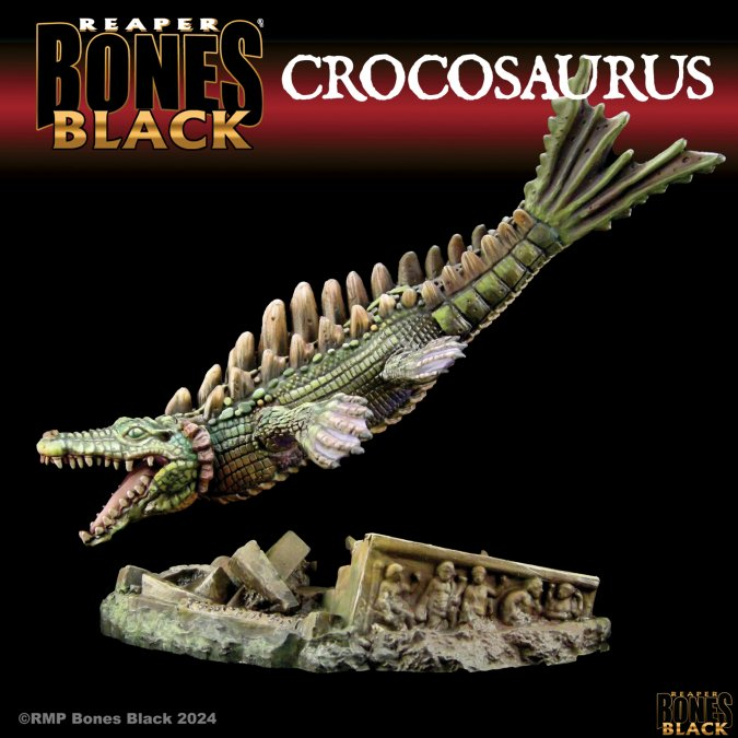 Reaper Miniatures: Crocosaurus (Crocodile-Dragon): Bones Black Deluxe Boxed Set