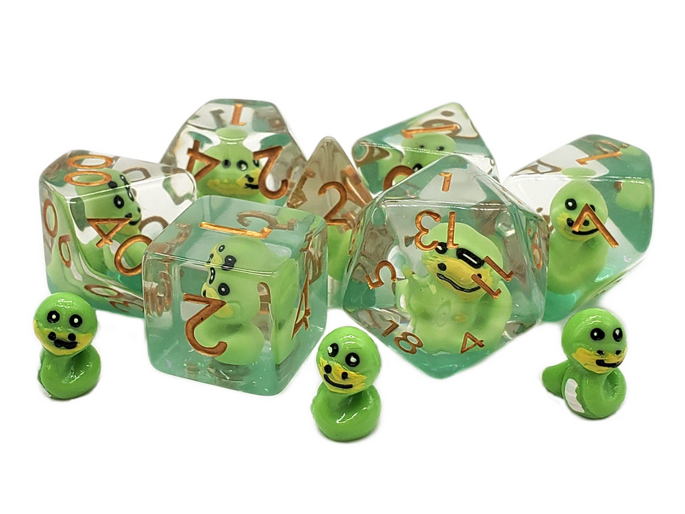 Old School 7 Piece DnD RPG Dice Set: Animal Kingdom - Baby Snake