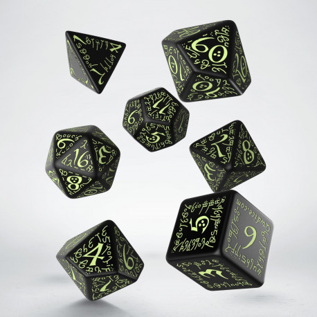 Elvish Black & Glow-in-the-dark Dice Set
