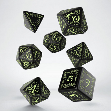 Elvish Black & Glow-in-the-dark Dice Set