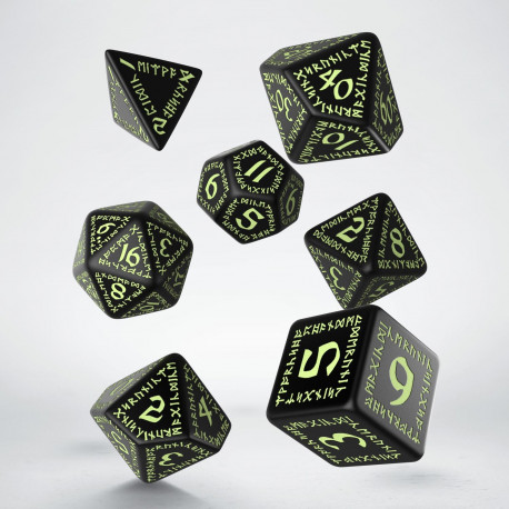 Runic Black & Glow-in-the-dark Dice Set