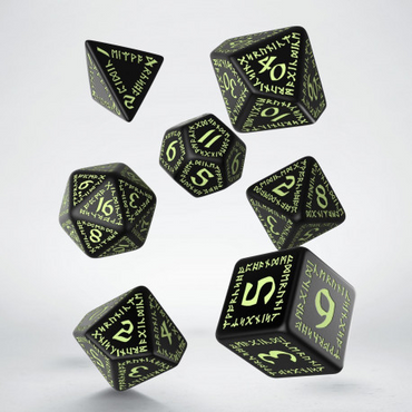 Runic Black & Glow-in-the-dark Dice Set
