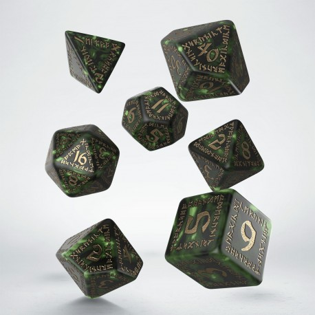 Runic Bottle-green & Gold Dice Set