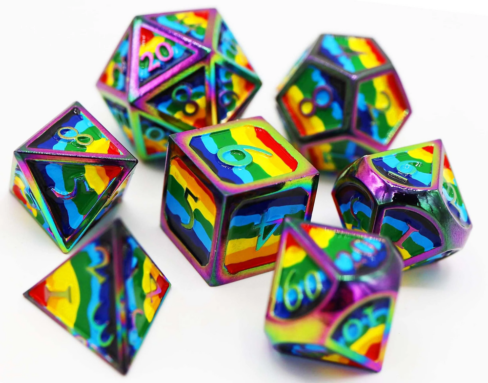 Rainbow Pride Flag - Metal RPG Dice Set