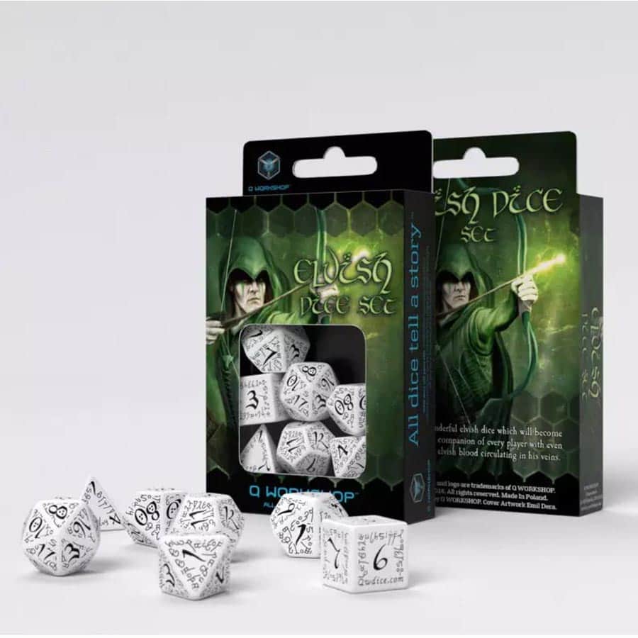 Elvish Green And White Dice Set