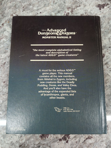 Advanced Dungeons and Dragons Monster Manual II Hardcover Gary Gygax