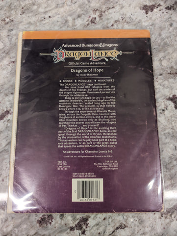 Dungeons & Dragons DRAGONS OF HOPE (1984), TSR 9131, DL3 - with Map