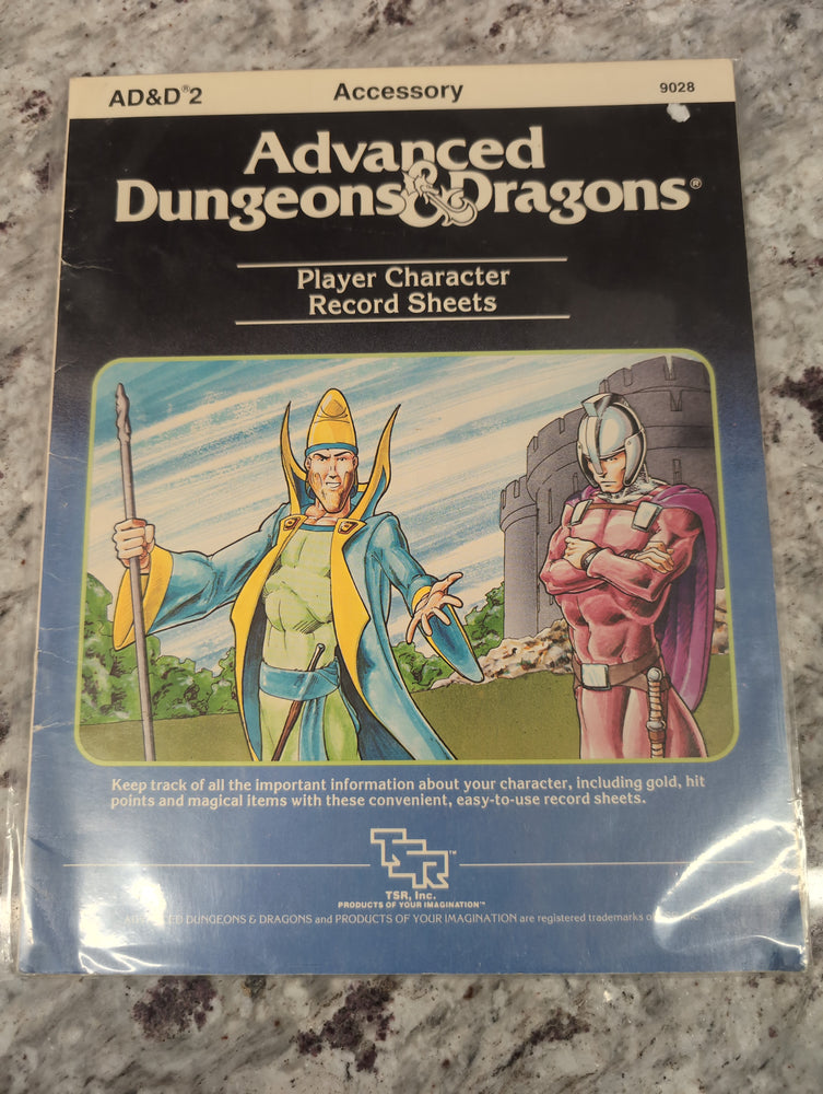 TSR Advanced Dungeons & Dragons Player Character Record Sheets MPN 9028 1988