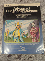 TSR Advanced Dungeons & Dragons Player Character Record Sheets MPN 9028 1988