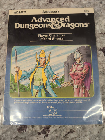 TSR Advanced Dungeons & Dragons Player Character Record Sheets MPN 9028 1988