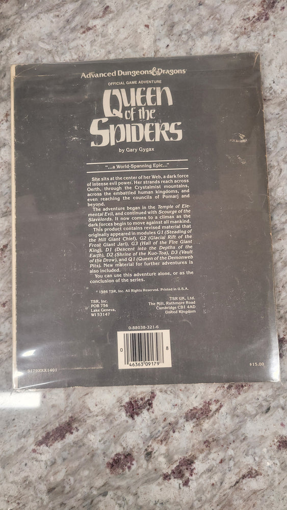 Advanced Dungeons & Dragons AD&D Queen Of The Spiders 9179 TSR 1986 NO MAP BOOK