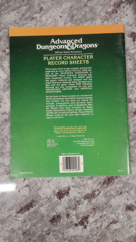 1980 AD&D REF2 Player Character Record Sheets TSR 9028