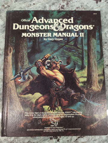 Advanced Dungeons and Dragons Monster Manual II Hardcover Gary Gygax
