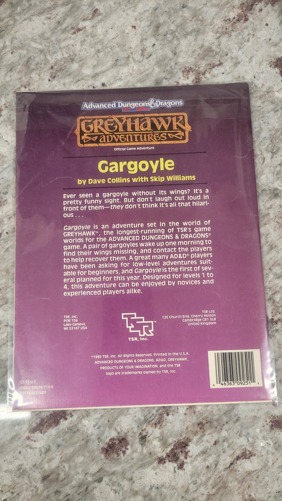 TSR WG9 GREYHAWK ADVENTURES Module GARGOYLE 9251 Advanced Dungeons & Dragons D&D