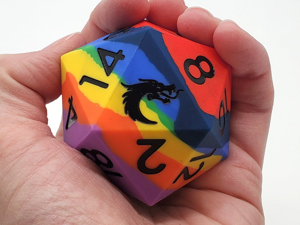 Old School Dice: Silicone 50mm D20 - Rainbow