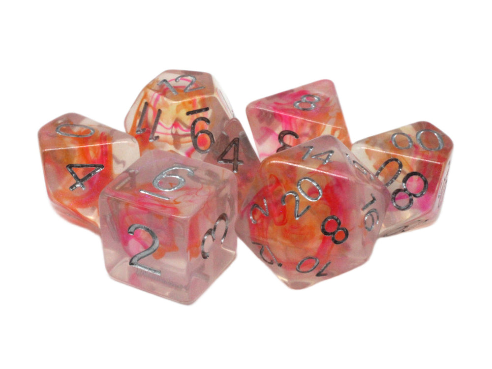 Old School 7 Piece DnD RPG Dice Set: Luminous - Tip Toe Thru The Tulips