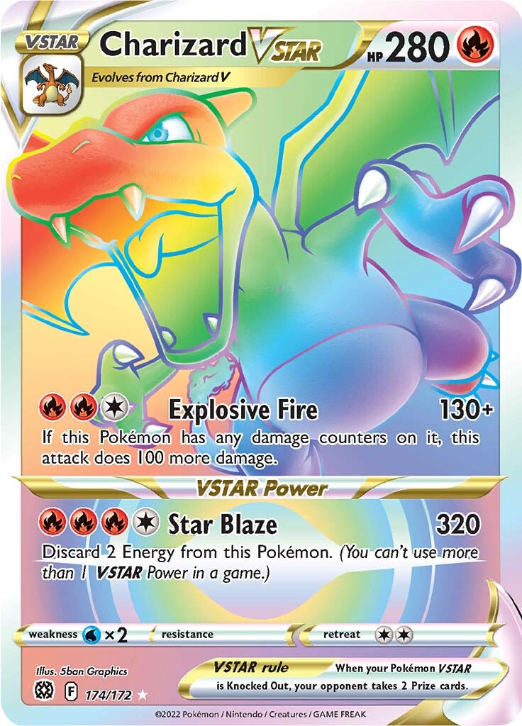 pokemon card rainbow charizard gx Charizard VSTAR (174/172) [Sword & Shield: Brilliant Stars]