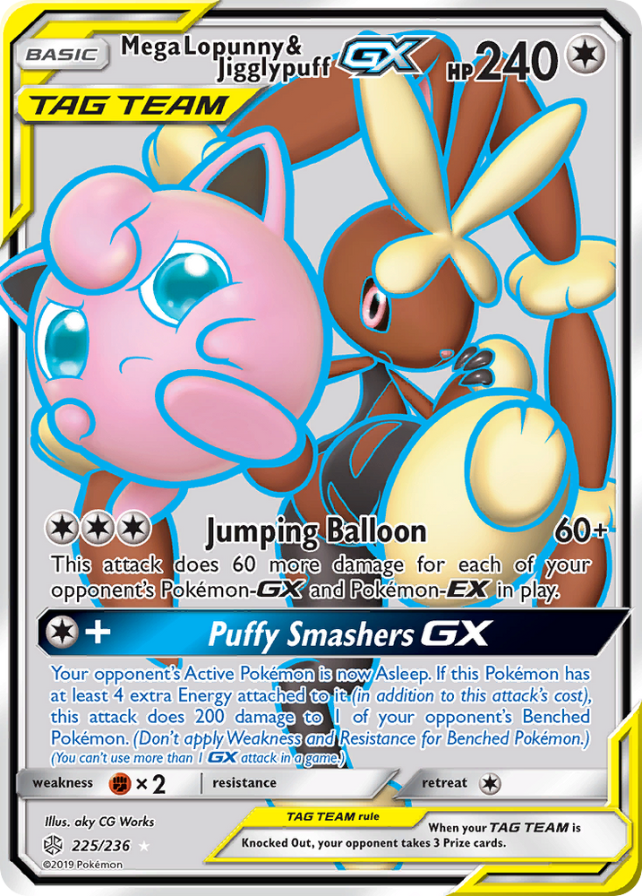jigglypuff pokemon card price Mega Lopunny & Jigglypuff GX (225/236) [Sun & Moon: Cosmic Eclipse]