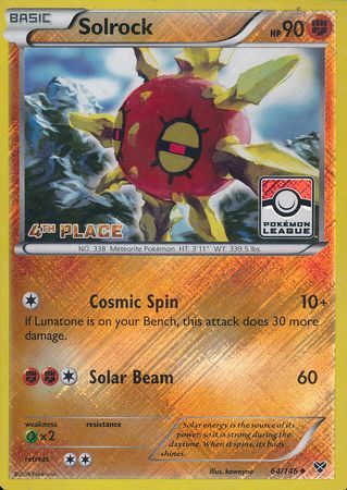 Solrock (64/146) (4th Place League Challenge Promo) [XY: Base Set]