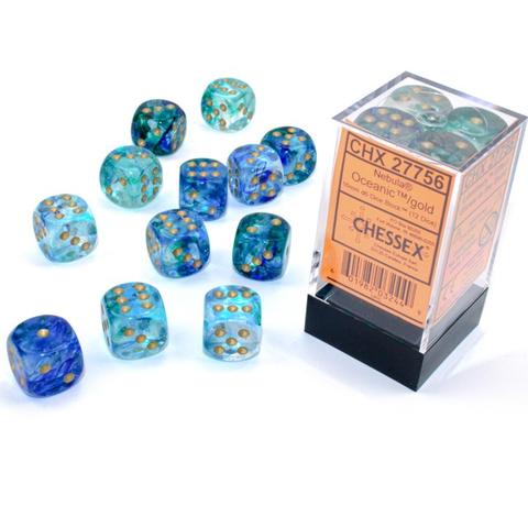 Dice 7ct Polyhedral Nebula Oceanic With Gold Text