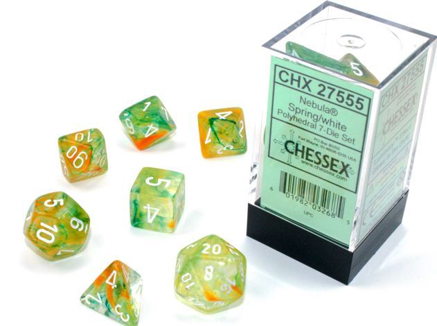 Dice 7ct Polyhedral Nebula Spring With White Text